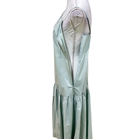 INTERMIX Isla sleeveless pale Green poplin Tiered Maxi drop waist Sundress small - Picture 9 of 12